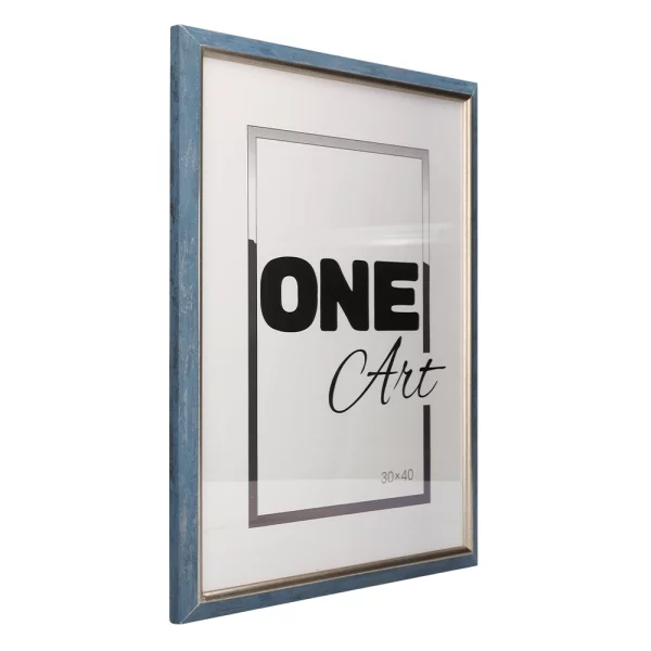 Holz-Bilderrahmen Cecilia 10x15 cm | Blau | Kunstglas (1 mm)