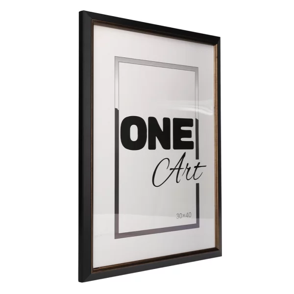 Holz-Bilderrahmen Cecilia 10x15 cm | Schwarz-Gold | Kunstglas (1 mm)