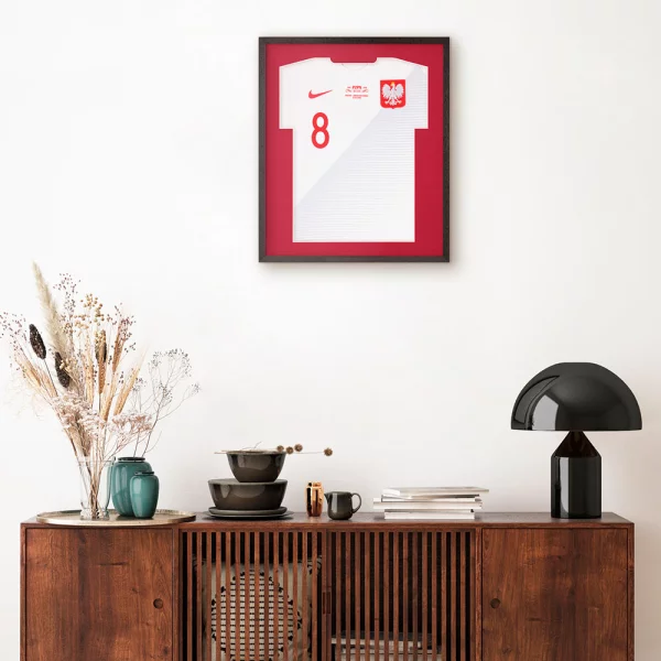 Trikotrahmen Economy Schwarz mit Passepartout 52,5x62,5 cm | Schwarz-Rot | Kunstglas (1 mm)