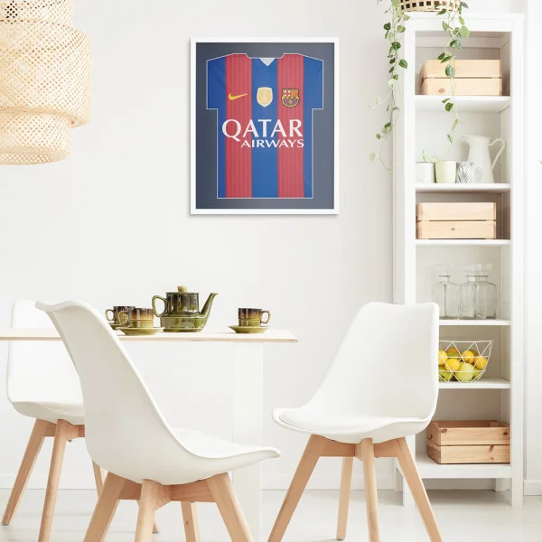 Cadre pour maillots Economy White avec passe-partout 52,5x62,5 cm | blanc-bleu foncé | verre synthétique (1 mm)