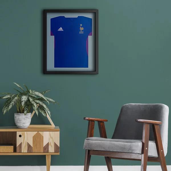 Cadre pour maillots Comfort Black avec passe-partout 53,4x63,4 cm | noir-bleu | verre synthétique (1 mm)