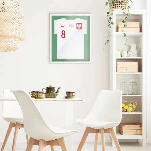 Cadre pour maillots Comfort White avec passe-partout 53,4x63,4 cm | Blanc-vert | verre synthétique (1 mm)