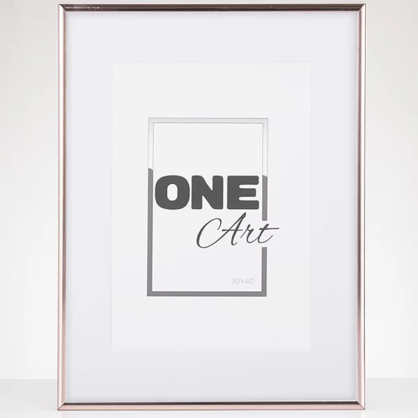 Cadre en aluminium Amelia avec passe-partout 10x15 cm (9x13 cm) | or rose | verre synthétique (1 mm)