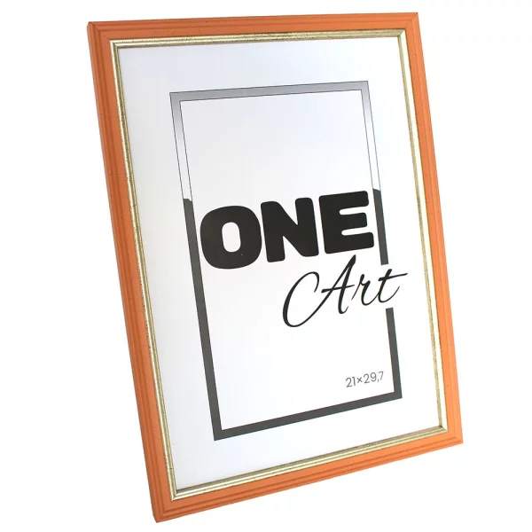 Cadre en bois Odin 21x29,7 cm (A4) | brun-or | verre synthétique (1 mm)