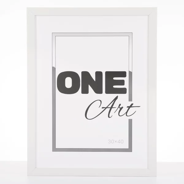 Cadre en bois Taal (MDF) 42x59,4 cm (A2) | blanc | verre synthétique (1 mm)