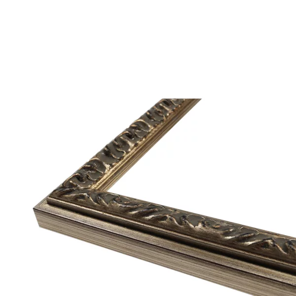 Exklusiv-Holzrahmen Sonderzuschnitt Shab Silber | Normalglas (2 mm)