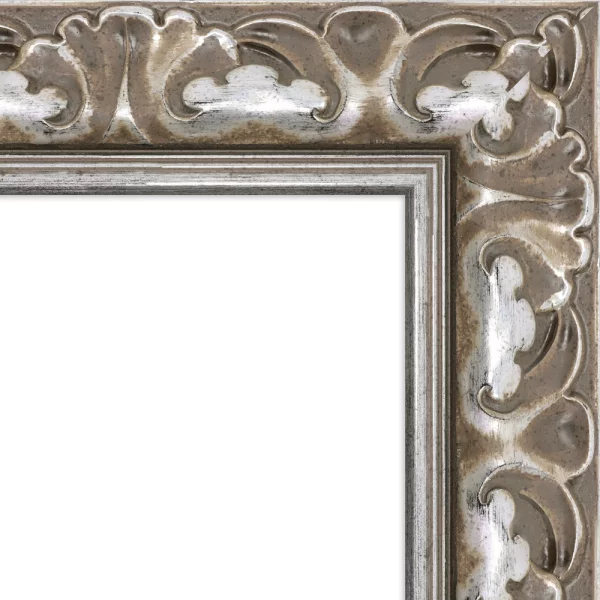 Exklusiver Holz-Bilderrahmen Pedro nach Maß Silber | Normalglas (2 mm)