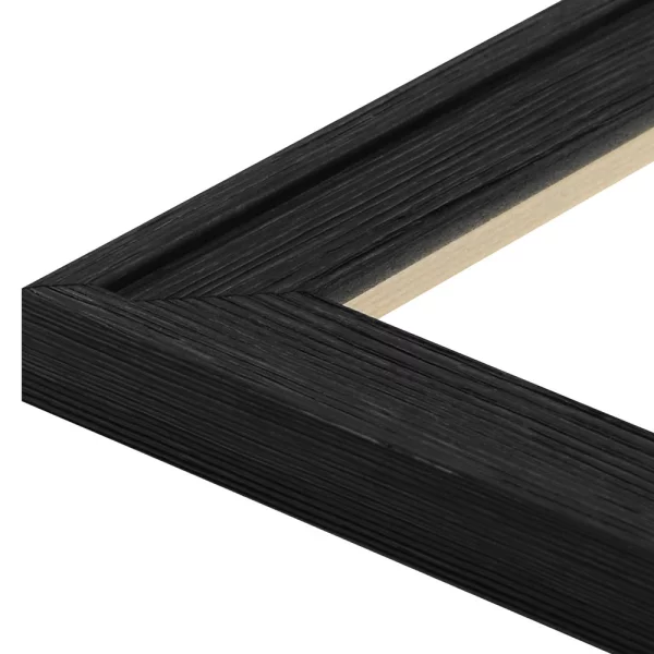 Holz Bilderrahmen Salamat nach Maß Schwarz, gemasert | Antireflexglas mattiert (2 mm)