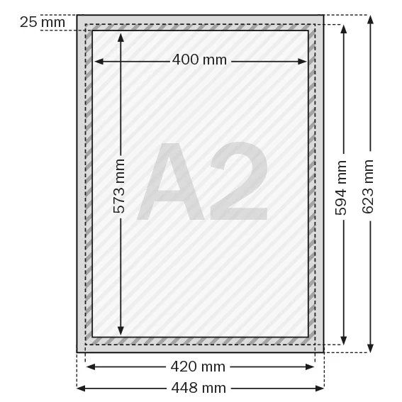 25 mm Klapprahmen selbstklebend 42x59,4 cm (A2) | silber | Kunstglas mattiert (1 mm)