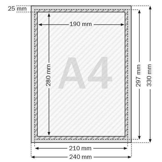 25 mm Fenster-Klapprahmen 21x29,7 cm (A4) | silber | Kunstglas mattiert (1 mm)