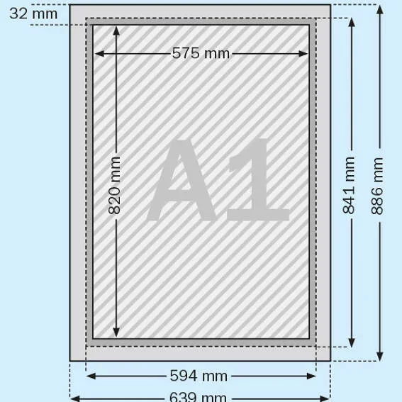 32 mm Klapprahmen 59,4x84,1 cm (A1) | schwarz | Kunstglas mattiert (1 mm)
