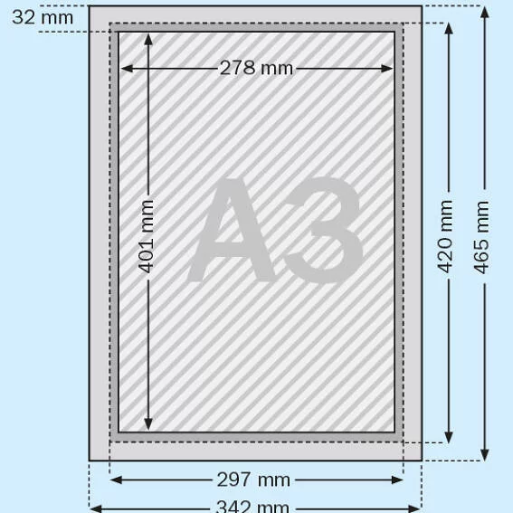 32 mm Klapprahmen 29,7x42 cm (A3) | silber | Kunstglas mattiert (1 mm)