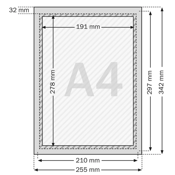 32 mm Klapprahmen 21x29,7 cm (A4) | silber | Kunstglas mattiert (1 mm)