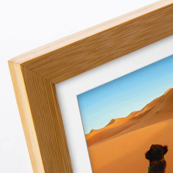 Holz Bilderrahmen Bamboo aus Bambus mit Passepartout 13x18 cm (10x15 cm) | Natur | Normalglas (2 mm)