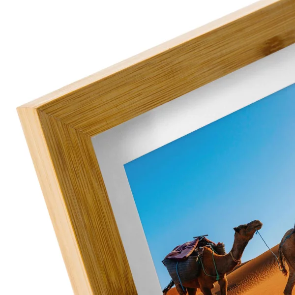 Holz-Bilderrahmen Bamboo aus Bambus mit Passepartout 15x20 cm (13x18 cm) | Natur | Normalglas (2 mm)
