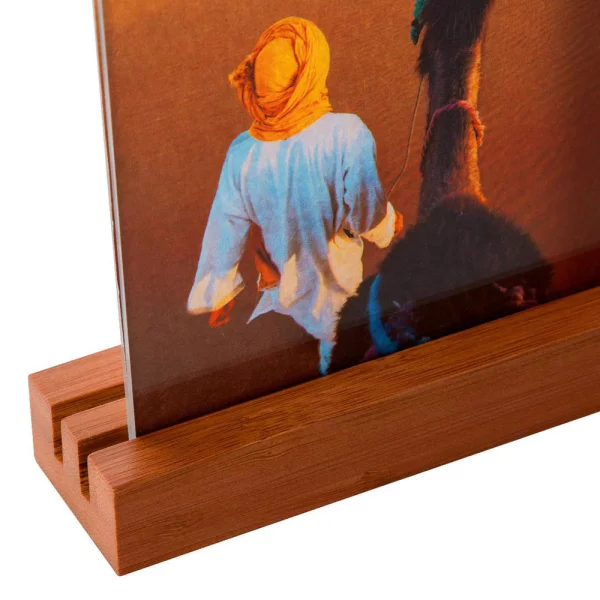 Foto-Aufsteller Bamboo aus Bambus mit Acryl-Bildhaltern 2x13x18 cm | Natur | Kunstglas (2 mm)