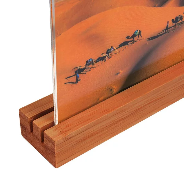 Foto-Aufsteller Bamboo aus Bambus mit Acryl-Bildhaltern 1x10x15 cm, 2x13x18 cm | Natur | Kunstglas (2 mm)