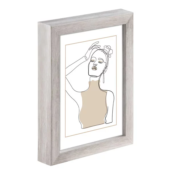 Holz Bilderrahmen Kopenhagen (MDF) inkl. Passepartout 15x20 cm | Taupe | Normalglas (2 mm)