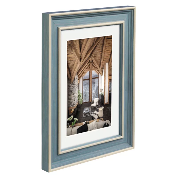 Kunststoff Bilderrahmen Rustic 13x18 cm | Grau-Blau | Normalglas (2 mm)