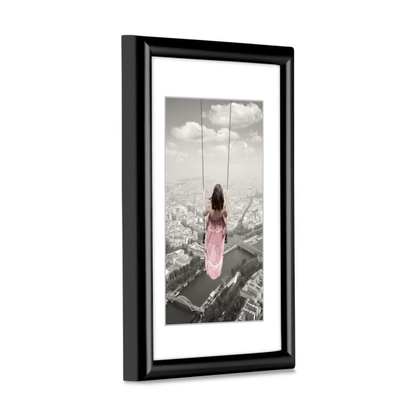 Kunststoff Bilderrahmen Swing 10x15 cm | Schwarz | Kunstglas (1 mm)