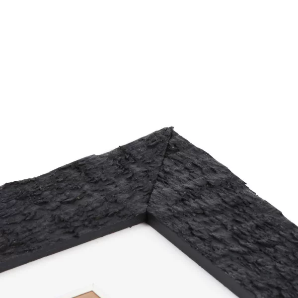 Holz Bilderrahmen Driftwood mit Passepartout 15x20 cm (10x15 cm) | Schwarz | Normalglas (2 mm)