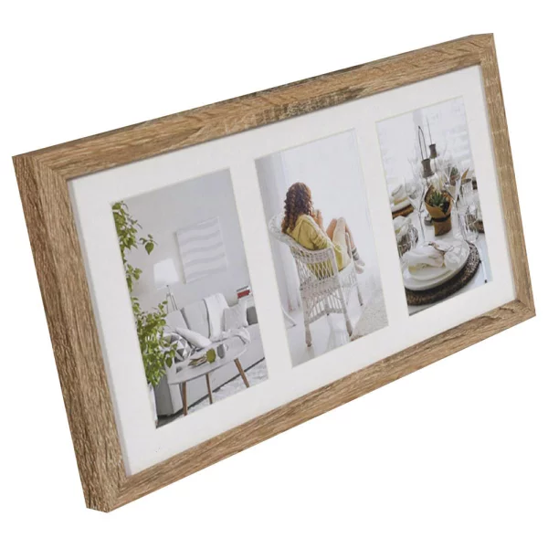 Holz Bilderrahmen Modern für mehrere Bilder 3x10x15 cm | mittelbraun | Normalglas (2 mm)