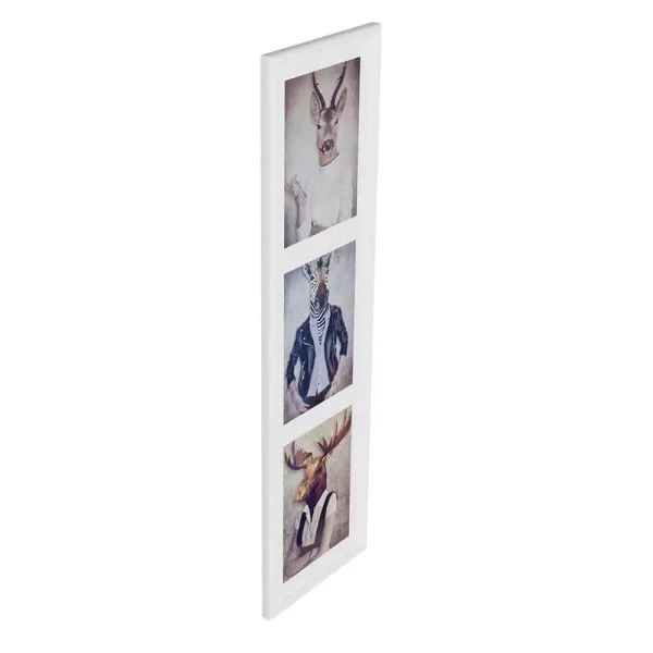 Kunststoff Bilderrahmen Napoli für 3 Bilder 3x13x18 cm | weiß | Normalglas (2 mm)