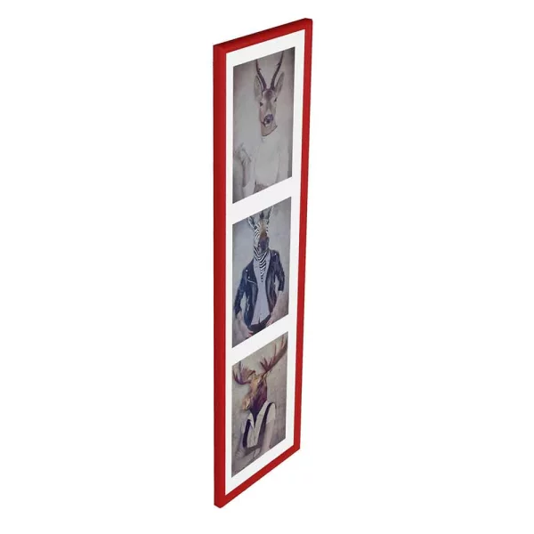 Kunststoff Galerie-Bilderrahmen Napoli für 3 Bilder 3x13x18 cm | rot | Normalglas (2 mm)