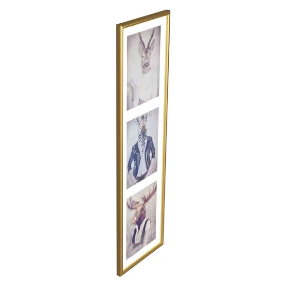 Kunststoff Bilderrahmen Napoli für 3 Bilder 3x13x18 cm | gold | Normalglas (2 mm)