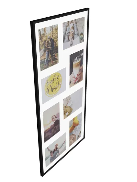 Kunststoff Galerie-Bilderrahmen Napoli für 8 Bilder 8x13x18 cm | schwarz | Normalglas (2 mm)