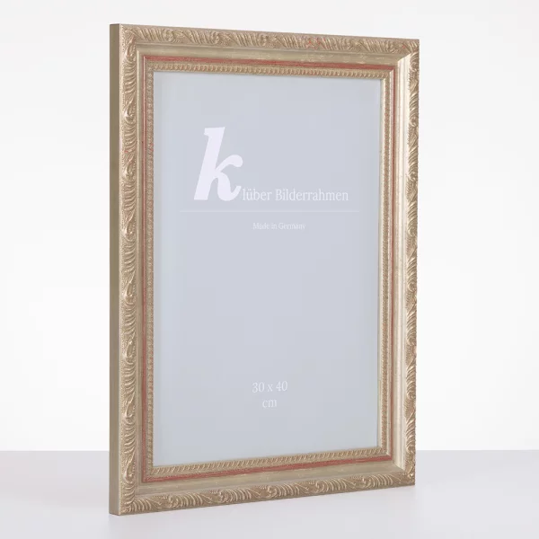 Cadre de style baroque Marbella sur mesure baguette stilé argent | verre standard (2 mm)