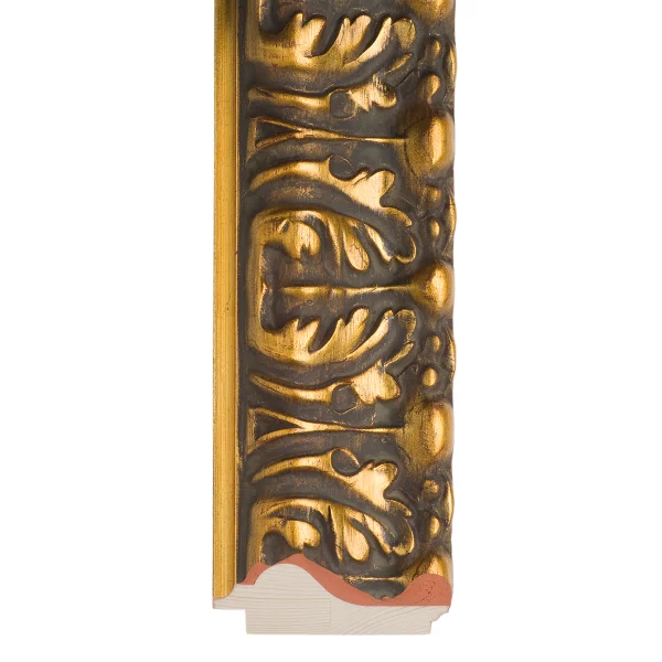 Barock Bilderrahmen Aragon nach Maß Altgold patiniert | Normalglas (2 mm)