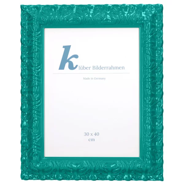 Cadre de style baroque Salamanca Color sur mesure Lagoon (126) | verre standard (2 mm)