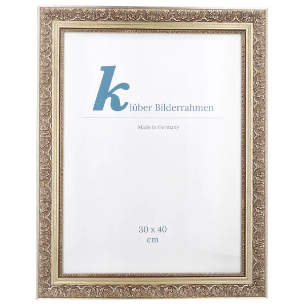 Barock Bilderrahmen León 42x59,4 cm (A2) | silber | Normalglas (2 mm)