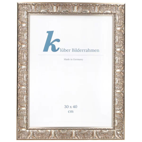 Barockrahmen Luanco nach Maß silber | Normalglas (2 mm)
