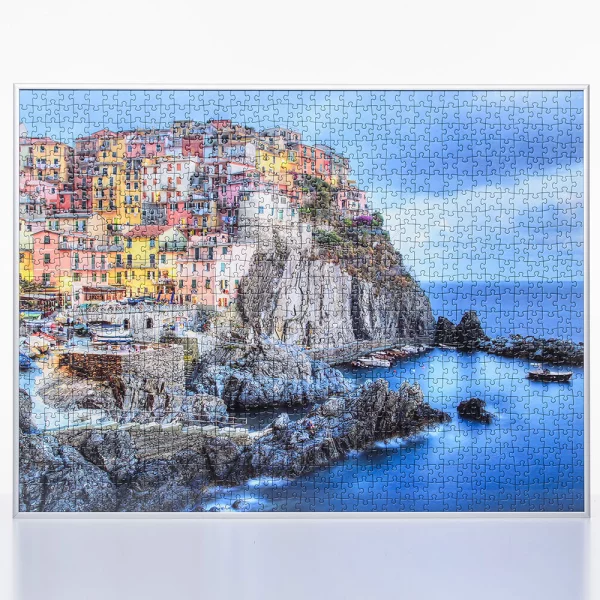 Cadre pour puzzles en aluminium pour 1500 pièces 60x80 cm | argent mat | verre synthétique (1,5 mm)
