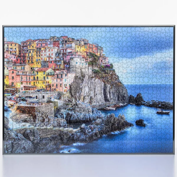 Cadre pour puzzles en aluminium pour 2000 pièces 69,2x96,8 cm | argent ancien brillant | verre synthétique (1,5 mm)