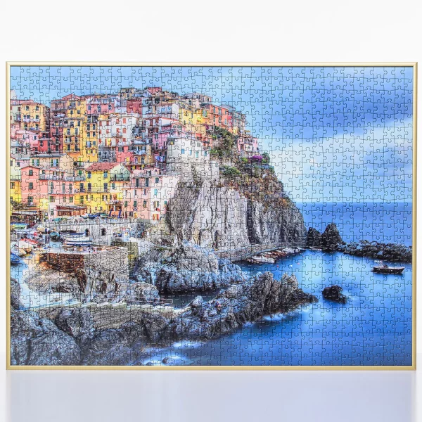 Cadre pour puzzles en aluminium pour 2000 pièces 69,2x96,8 cm | or mat | verre synthétique (1,5 mm)