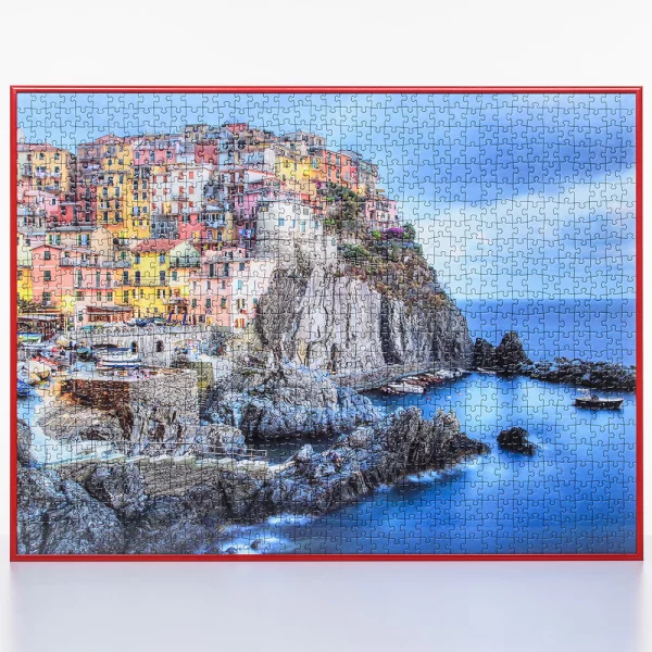 Cadre pour puzzles en aluminium pour 2000 pièces 69,2x96,8 cm | rouge RAL 3002 | verre synthétique (1,5 mm)