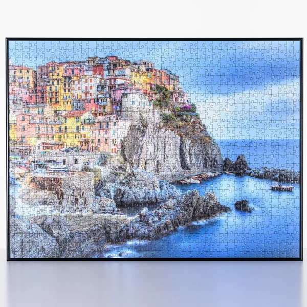Cadre pour puzzles en aluminium pour 2000 pièces 69,2x96,8 cm | noir brillant | verre synthétique (1,5 mm)