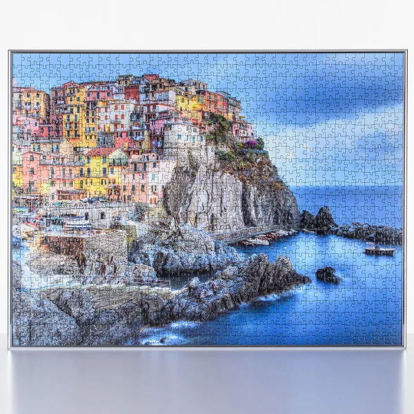 Cadre pour puzzles en aluminium pour 2000 pièces 69,2x96,8 cm | argent brillant | verre synthétique (1,5 mm)