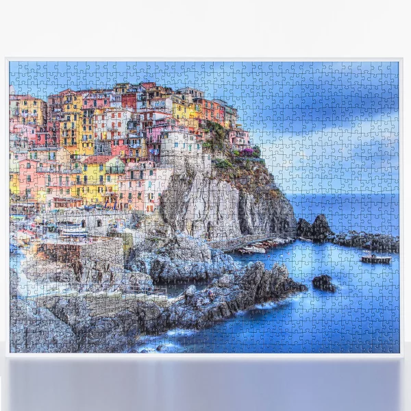 Cadre pour puzzles en aluminium pour 2000 pièces 69,2x96,8 cm | blanc RAL 9010 | verre synthétique (1,5 mm)