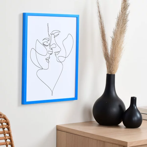 Cadre en bois Neon sur mesure bleu néon | verre standard (2 mm)