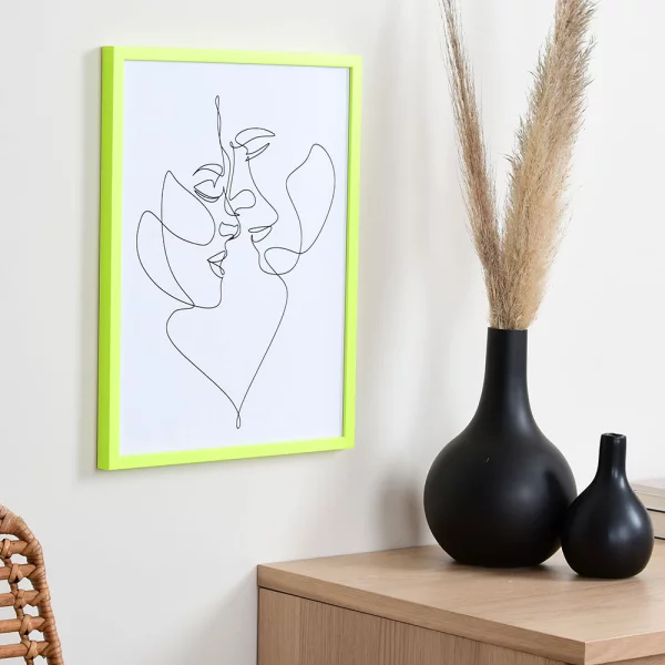 Cadre en bois Neon sur mesure jaune néon | verre standard (2 mm)