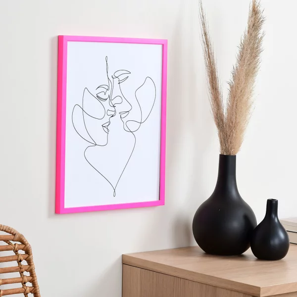 Cadre en bois Neon sur mesure rose néon | verre standard (2 mm)