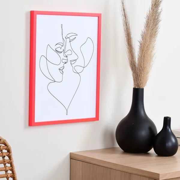 Cadre en bois Neon sur mesure rouge néon | verre standard (2 mm)