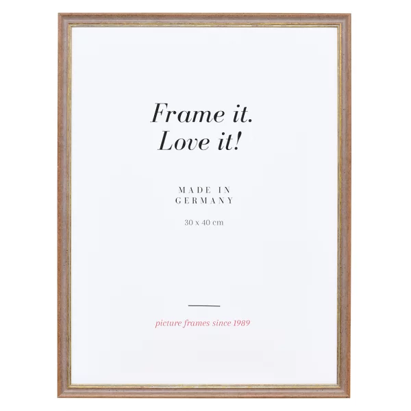 Cadre en bois Vannes sur mesure brun noix-or | verre standard (2 mm)