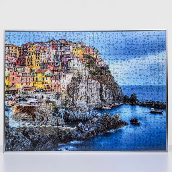 Cadre en plastique pour puzzle 1000 pièces 48x68,5 cm | argent | verre synthétique (1,5 mm)