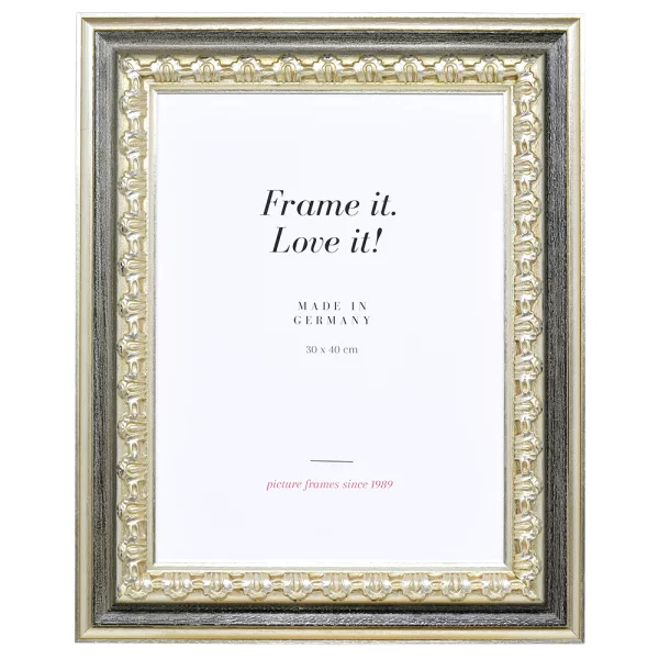 Cadre en bois Orsay sur mesure argent | verre standard (2 mm)