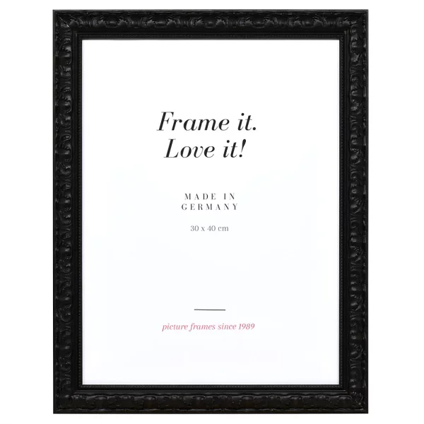 Cadre de style baroque Cassis 24x30 cm | noir | verre standard (2 mm)